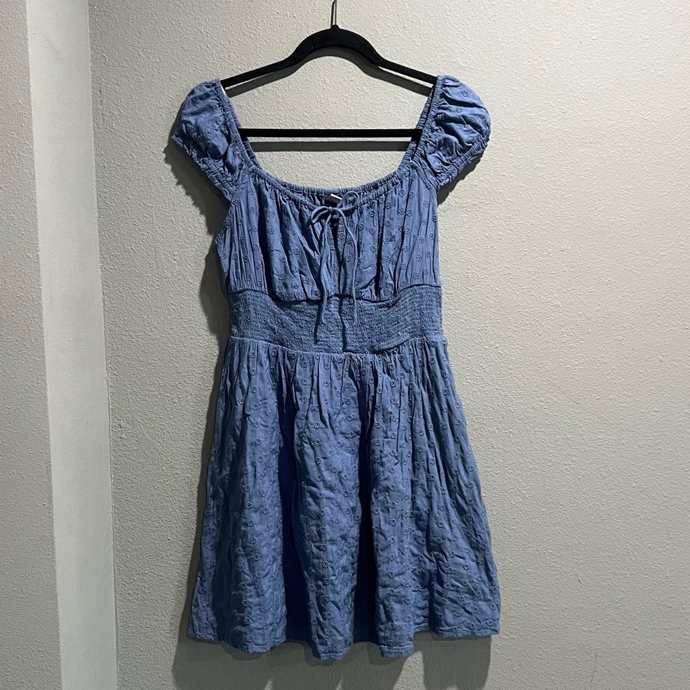 Old Navy Light Blue Eyelet Smocked Dress